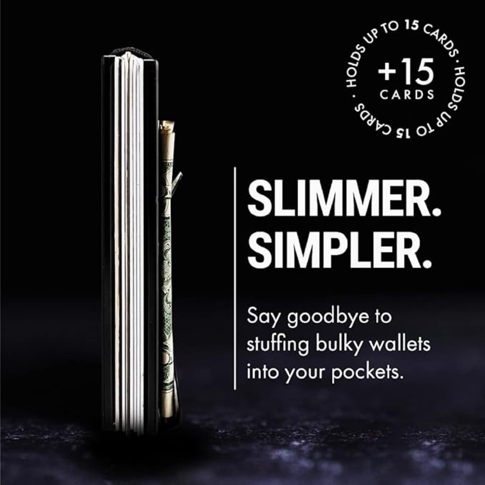New Minimalist Slim RFID Metal Black Wallet, Credit Card Holder & Money Clip - Picture 2 of 6